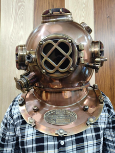 Casco de Buceo Mark V de la Marina de los Estados Unidos, Casco de Buceo de Metal de 18 Pulgadas para Aguas Profundas, Decoración Náutica Marítima, Réplica Vintage para Exhibición - Product Image 4