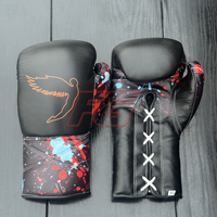 Özel Tasarım FLY MMA Boks Eldivenleri Premium Deri Tam Parmaklı Bağcıklı Antrenman Sparring Eldivenleri Yüksek Kaliteli OEM Tasarım Nem Emici İpek