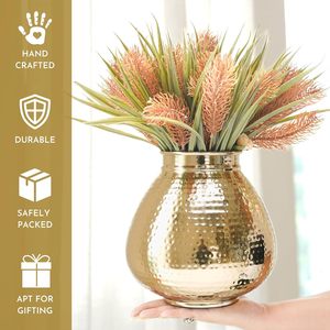 Vase à fleurs circulaire en forme de pot Matki avec motif martelé pour la décoration esthétique de la table à manger, cadeau de déménagement - Product Image 3