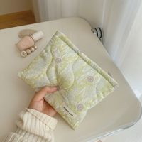 Sac de rangement portable en toile grande capacité pour rouges à lèvres, style Ins, écologique, durable, motif floral frais et doux, pour femmes, en coton, pour soins de la peau