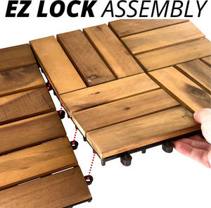 Baldosas de Madera de Acacia Antideslizantes para Exterior, Piso de Madera Encastrable - Product Image 3