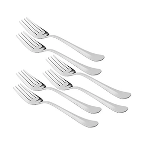 Fourchette en acier inoxydable de qualité supérieure à prix abordable, ensemble de 6 couverts en acier poli miroir (fourchettes et cuillères) - Product Image 6