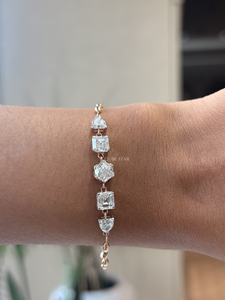 Pulsera Contemporánea de Oro de 14K con Diamantes Cultivados en Laboratorio, 4.10 Ct, Corte Asscher Hexagonal Seminavette, Regalo de Compromiso para Mujer, Joyería Fina de Lujo - Product Image 1