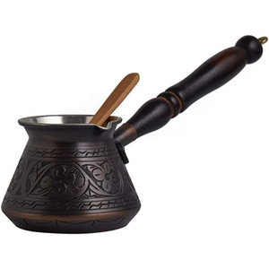 Authentic Handcrafted Hammered Copper Turkish Coffee Pot Cezve Premium Pure Copper Ibrik Wholesale Coffee <b>Maker</b> With Wood Handle - Product Image 3