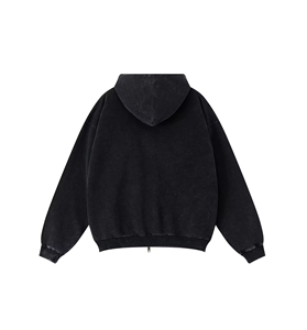 Hoodie gris surdimensionné personnalisé pour l'hiver, éco-responsable, 100% coton French Terry, délavé à l'acide, double fermeture éclair, épais, unisexe - Product Image 6