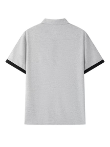 Ensemble pantalon et polo sport gris pour homme, tenue d'hiver respirante en coton biologique 100% tricoté, imprimé, deux pièces, séchage rapide - Product Image 4