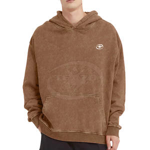 Nouveaux sweats à capuche tendance pour hommes, effet délavé, 100 % coton, motif uni, saison hiver, taille personnalisée, style décontracté, avec poches - Product Image 2