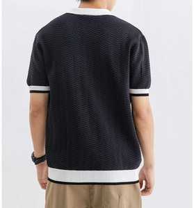 Polo de Punto con Patrón Chevron para Hombre, Cuello en Contraste, Corte Atlético 2026, Color Caqui, Negro y Blanco, Colección de Ropa Casual Elegante - Product Image 4