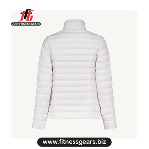 Veste matelassée blanche pour femme, manches longues, col montant, fermeture éclair, vêtement d'hiver - Product Image 2