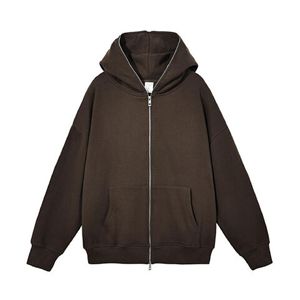 เสื้อฮู้ดซิปยาวใส่สบายทรงโอเวอร์ไซส์ สไตล์สตรีทแวร์ลำลอง มีซิปเต็มตัวและกระเป๋า สำหรับผู้ชายและผู้หญิง - Product Image 3