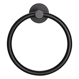 Anello Portasciugamani da Bagno Nero Opaco, Moderno Portasciugamani Rotondo in Ottone, Alluminio Spesso per Hotel e Bagno - Product Image 1