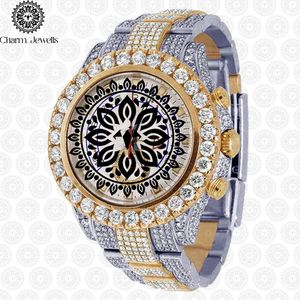 Charm Jewells Stainless Steel <b>Diamond</b> <b>Watch</b> Round Analog Dial Sapphire Crystal Luxury Fashion Unisex Chronograph 40mm - Product Image 3