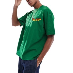 Men's <b>Tshirts</b> Streetwear Custom logo High Quality 100% Cotton Drop Shoulder Blank Heavyweight Crew Neck T-shirts - Product Image 4