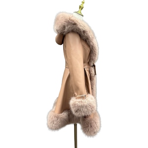 Abrigo Largo de Piel Sintética Premium para Mujer, con Cinturón, Abrigo de Invierno, Ropa Exterior Elegante y de Lujo, Fabricante Mayorista OEM Personalizado - Product Image 3