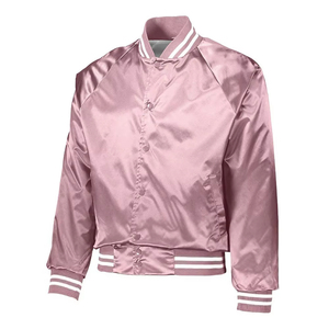 Blouson bomber personnalisé avec logo brodé sur le devant en satin |   Style universitaire unisexe OEM/ODM |   Haute qualité, respirant, respectueux de l'environnement - Product Image 4