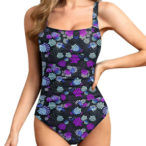 Nouveau Maillot de Bain Une Pièce Sexy Taille Haute pour Femme, Design Découpé Rayé, Bretelles, Coupe Classique, Perles - Product Image 2