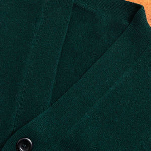 Men's Dark Green V-neck <b>Cardigan</b> Full Sleeve Patchwork Pattern Button Closure Winter Knitwear Standard <b>Thickness</b> Breathable - Product Image 2