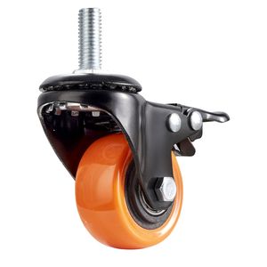 Ensemble de 4 roulettes robustes de 2 pouces, capacité de charge de 110 lb, tige filetée avec double frein de blocage et roue de 200 mm de diamètre - Product Image 1