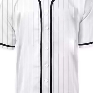 Men's <b>White</b> Striped Baseball Jersey Short Sleeve <b>Button</b> Front Moisture Wicking Sublimated Print Regular Fit Adult Apparel ODM - Product Image 6