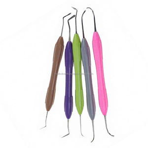 Kit de 5 instruments de restauration dentaire en composite avec poignée en silicone pour étudiants en médecine, certifié CE ISO, fournisseur OEM ODM en gros - Product Image 1