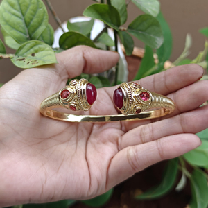Wholesale Fashion Jewelry Gold Plated <b>Bracelet</b> Ruby Jade and Ruby Quartz <b>Gemstone</b> Vintage Cuff Adjustable <b>Bracelets</b> for Unisex - Product Image 3