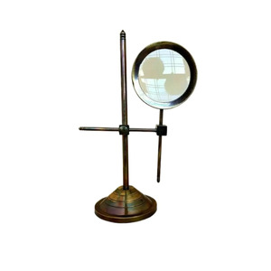 Loupe en laiton vintage faite à la main avec support réglable, décoration de bureau nautique antique - Product Image 1