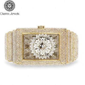 Reloj de Pulsera Rectangular Dorado de Lujo para Mujer Charm_Jewels con Esfera de Cristal, Movimiento de Cuarzo Analógico, Brazalete de Moda - Product Image 4