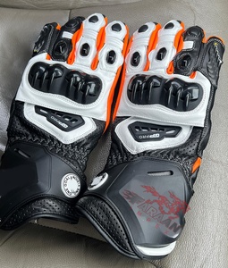 Gants de moto en cuir unisexes haut de gamme à doigts entiers, compatibles écran tactile, avec manchette longue, protection des articulations, paume renforcée et fermeture auto-agrippante - Product Image 2