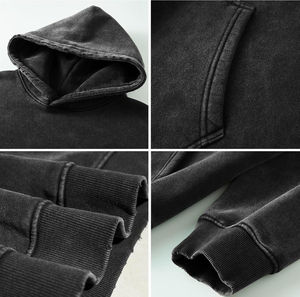 Sudadera con Capucha de Alta Calidad 100% Algodón, Lavado Ácido, Estilo Urbano, Efecto Envejecido, Lavado a la Piedra, Vintage, Unisex - Product Image 3