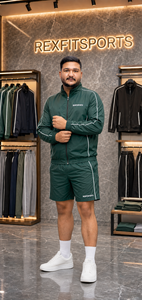 REXFIT SPORTS 2026 Ensemble veste et short en nylon personnalisé pour homme, survêtement léger color block pour la gym, l'entraînement et le streetwear - Product Image 3