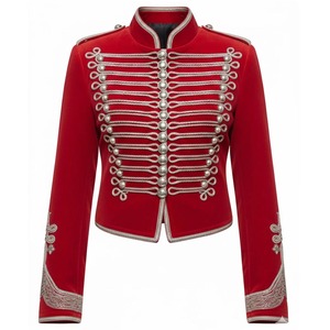 Men's <b>Black</b> <b>Wool</b> Hussar Jacket With Gold Embroidery Stand Collar Formal Winter <b>Coat</b> Short Length Slim Fit - Product Image 2