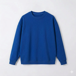 Sweat-shirt en coton uni à col rond pour femme, coupe régulière, décontracté, tricoté, manches longues, bleu, pour l'automne - Product Image 1