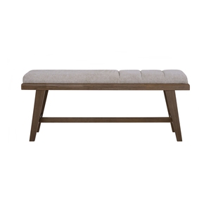 Mid-Century Modern Solid <b>Wood</b> <b>Bench</b> for 2-Seater with Upholstered Fabric for Bedroom and Dining Room Area - Product Image 2