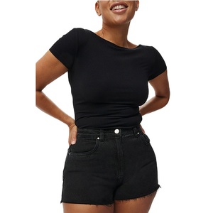 2026 New Design Women Regular Fit Cotton Board Shorts Eco-Friendly High Waist <b>Denim</b> <b>Material</b> Stretchable Breathable Quick Dry - Product Image 4