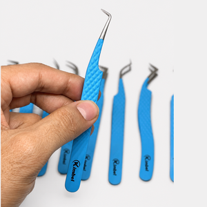 Pinzas para Extensión de Pestañas con Punta de Fibra de Acero Inoxidable, Logotipo Personalizado, Precisión de 45/90 Grados, Duraderas - Product Image 1