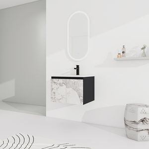 Mobile Bagno Sospeso da 24 Pollici con Lavabo in Ceramica e Anta con Chiusura Ammortizzata, Pacchetto KD - Product Image 4