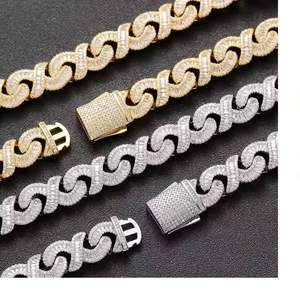 Collier chaîne cubaine en argent sterling 925, serti de micro-pavés de diamants CZ, bijoux de luxe hip-hop pour hommes et femmes - Product Image 1