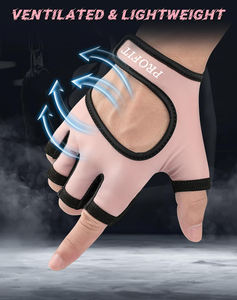 ถุงมือออกกำลังกายแบบครึ่งนิ้วสำหรับมืออาชีพ เหมาะสำหรับยกน้ำหนักและเพาเวอร์ลิฟติ้ง  วัสดุหนัง PU กันลื่น สำหรับทุกเพศ - Product Image 4