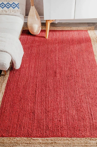 Tapis en jute foncé à bords festonnés, tapis bohème tissé à la main pour salon, chambre, hôtels, et espaces commerciaux - Product Image 2