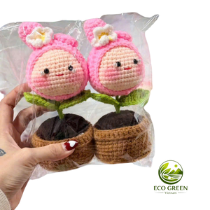 Handmade Yarn Crochet Animal Flower Pot Plush Cute Aesthetic Ornament Gift for Bedroom and Living <b>Room</b> - Product Image 4