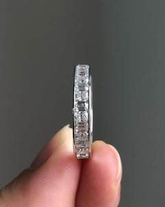 Anillo de Compromiso y Matrimonio de Lujo, Chapado en Oro de 18k, Unisex, Corte Esmeralda, Diamante Cultivado en Laboratorio, Certificado IGI, VVS - Product Image 4
