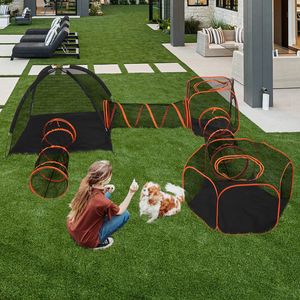 Tenda Gioco Portatile 6 in 1 per Gatti, Tunnel e Casette, Recinto Esterno e Ruota per Esercizio Interno per Gatti - Product Image 5