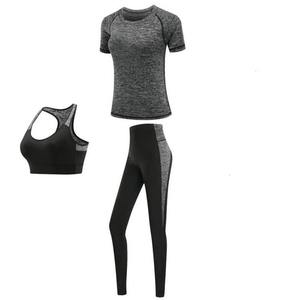 Vêtements de sport pour femmes, ensemble de yoga à séchage rapide, tenue de sport, veste, soutien-gorge, t-shirt, leggings, vêtements de sport actifs - Product Image 2