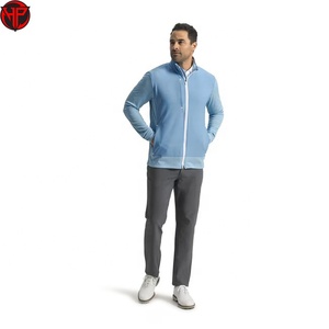 Veste de sport hybride bleu clair pour homme, en PU, à col montant zippé, à manches longues, pour l'hiver - Product Image 3