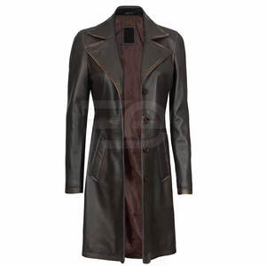 Abrigo Largo de Cuero para Mujer de Alta Calidad, Elegante Abrigo de Invierno con Forro de Poliéster Suave, Personalizado - Product Image 4