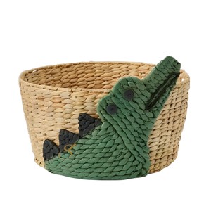Alligator Water Hyacinth Storage <b>Basket</b> Woven Crocodile Toy Organizer Bin Cute Green Animal Kids Nursery <b>Hamper</b> - Product Image 4