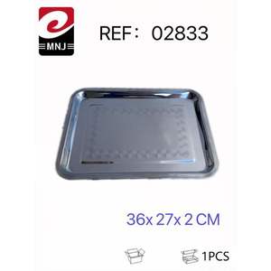 Plateau de rangement minimaliste en acier inoxydable à un seul niveau 36x27x2CM Bandeja Inox pour usage en cuisine - Product Image 1