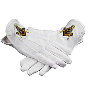 Gants maçonniques de haute qualité 100% coton, logo personnalisé brodé, sport, extérieur, toutes saisons, pour les francs-maçons - Product Image 5