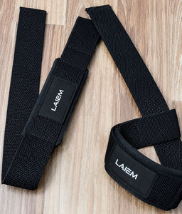Sangles de musculation en néoprène de coton avec logo personnalisé, respirantes, robustes, pour la musculation, la gym, la prise en main sportive, sangles de poignet 1,5x23 pouces - Product Image 1