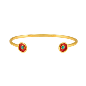 Bracelet manchette ouvert en laiton plaqué or émaillé turquoise fait main Seaila, bijoux de mode bohème pour femme, vente en gros - Product Image 4